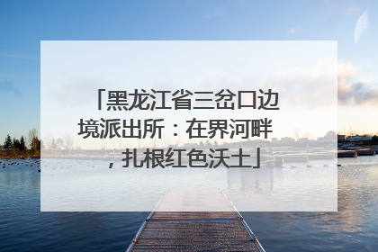 黑龙江省三岔口边境派出所：在界河畔，扎根红色沃土