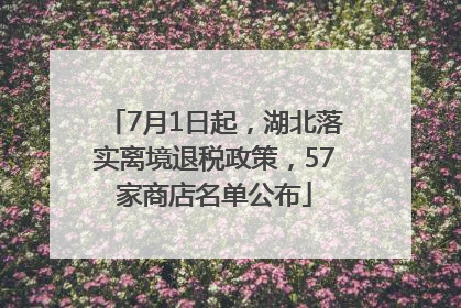 7月1日起，湖北落实离境退税政策，57家商店名单公布