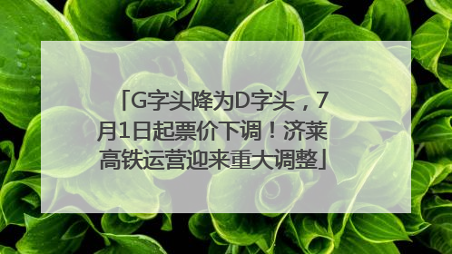 G字头降为D字头，7月1日起票价下调！济莱高铁运营迎来重大调整